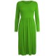 WOMAN LADIES FRANKIE SWING DRESS FLARED SKATER JERSEY LONG SLEEVE MIDI PLUS 8-26