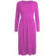 WOMAN LADIES FRANKIE SWING DRESS FLARED SKATER JERSEY LONG SLEEVE MIDI PLUS 8-26