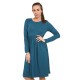 WOMAN LADIES FRANKIE SWING DRESS FLARED SKATER JERSEY LONG SLEEVE MIDI PLUS 8-26
