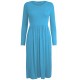 WOMAN LADIES FRANKIE SWING DRESS FLARED SKATER JERSEY LONG SLEEVE MIDI PLUS 8-26