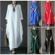 Ladies 3/4 Sleeve Long Dress Womens Casual Kaftan Maxi Sundress Plain Plus Size