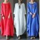 Ladies 3/4 Sleeve Long Dress Womens Casual Kaftan Maxi Sundress Plain Plus Size