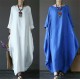 Ladies 3/4 Sleeve Long Dress Womens Casual Kaftan Maxi Sundress Plain Plus Size