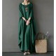 Ladies 3/4 Sleeve Long Dress Womens Casual Kaftan Maxi Sundress Plain Plus Size