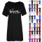 Womens Ladies Be Happy Cotton Nightdress Nightie Nightshirt Dress Tee PJ Pyjamas