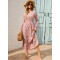 Women Spring Summer Style Chiffon Dresses Lady Casual Long Sleeve O-Neck Flower Printed Chiffon Dress Vestidos SS3803