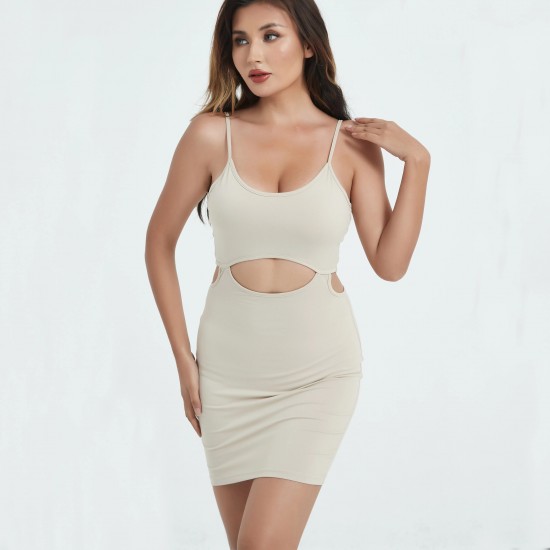 Summer Women Strapless Backless Bodycon Dress Solid Color Female Sleeveless Hollow out Sexy Party Mini Vestidos SS010