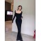 Women Spring Autumn Style Long Sleeve low cut Collar Mermaid Sexy Dress Vestidos SS031