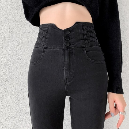 Spring Summer 2023 Womens Fashion High Waist Women's Wide Leg Jeans Baggy Woman Denim Capris Pants Jean Mom Jeans Trousers