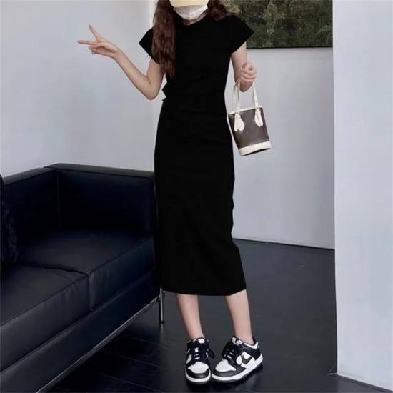 Woman Spring Summer Style Bodycon Dress Female Casual Short Sleeve O-Neck Straight Dress Vestidos SS152