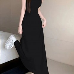 Woman Spring Summer Style Bodycon Dress Female Sexy Sleeveless Spaghetti Strap Split Sheath Dress Vestidos SS154