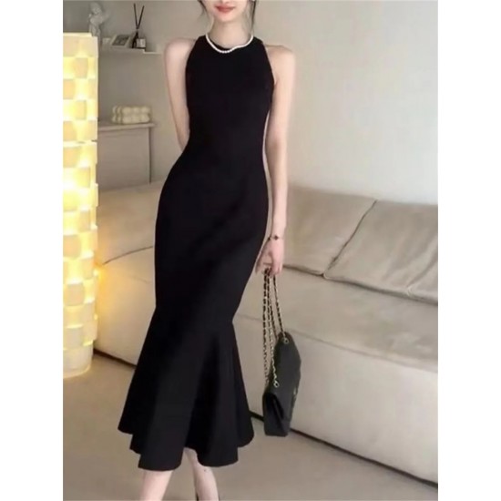 Woman Spring Summer Style Bodycon Dress Female Sexy Sleeveless O-Neck Mermard Sheath Dress Vestidos SS173