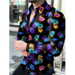 Hawaiian Long-sleeved Flower Dress Shirt For Men's Oversized Street Style Casual Original Everything Fashion 3D Pattern Harajuku