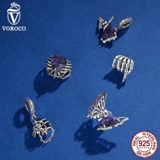 Women Fashion 925 Sterling Silver Bead Charm Fit Bracelets Necklace Gifts Voroco