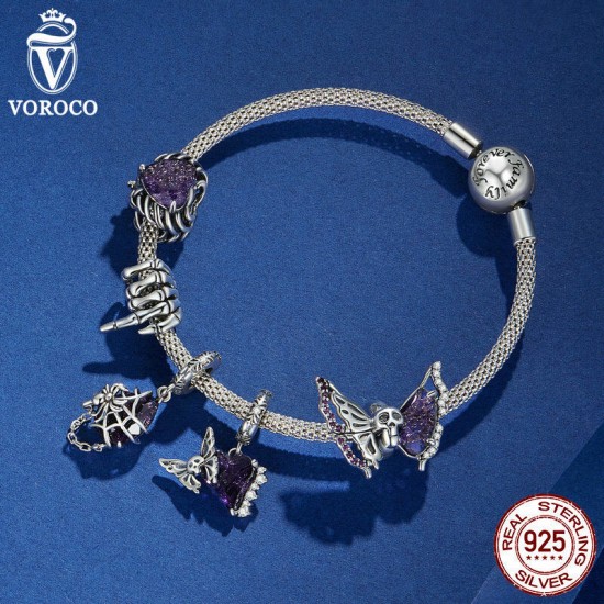 Women Fashion 925 Sterling Silver Bead Charm Fit Bracelets Necklace Gifts Voroco