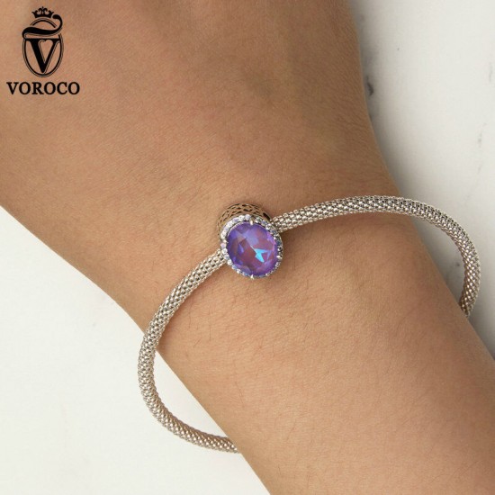 Women Fashion 925 Sterling Silver Bead Charm Fit Bracelets Necklace Gifts Voroco