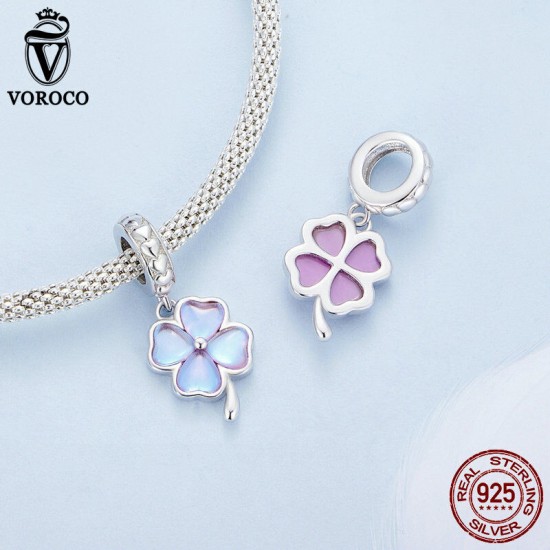 Women Fashion 925 Sterling Silver Bead Charm Fit Bracelets Necklace Gifts Voroco
