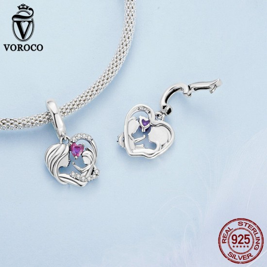 Women Fashion 925 Sterling Silver Bead Charm Fit Bracelets Necklace Gifts Voroco