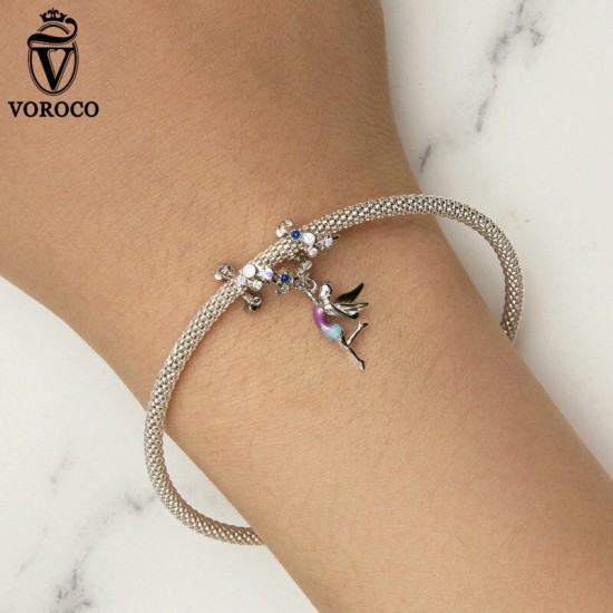 Women Fashion 925 Sterling Silver Bead Charm Fit Bracelets Necklace Gifts Voroco