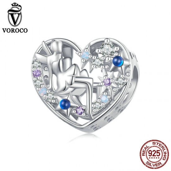 Women Fashion 925 Sterling Silver Bead Charm Fit Bracelets Necklace Gifts Voroco