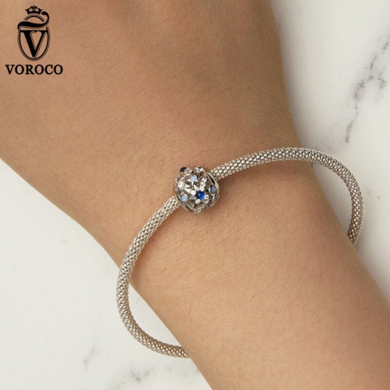 Women Fashion 925 Sterling Silver Bead Charm Fit Bracelets Necklace Gifts Voroco