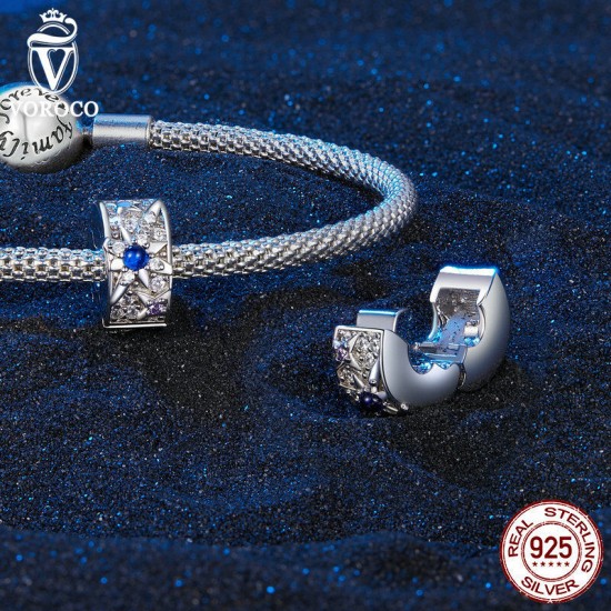 Women Fashion 925 Sterling Silver Bead Charm Fit Bracelets Necklace Gifts Voroco