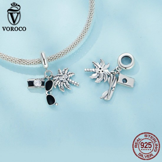 Women Fashion 925 Sterling Silver Bead Charm Fit Bracelets Necklace Gifts Voroco