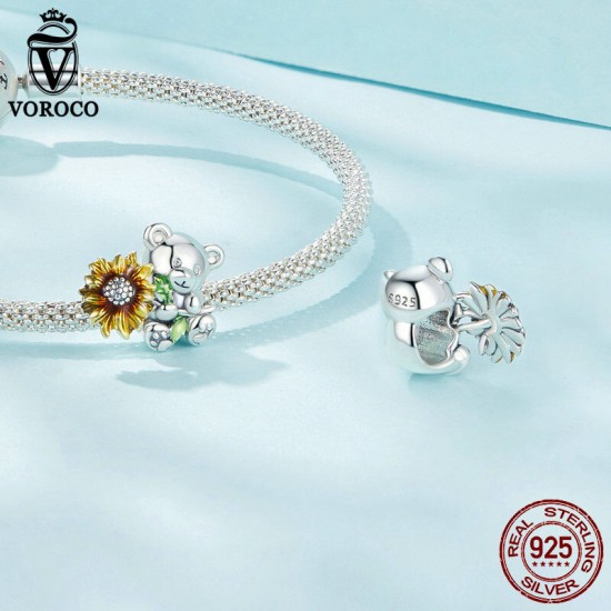 Women Fashion 925 Sterling Silver Bead Charm Fit Bracelets Necklace Gifts Voroco