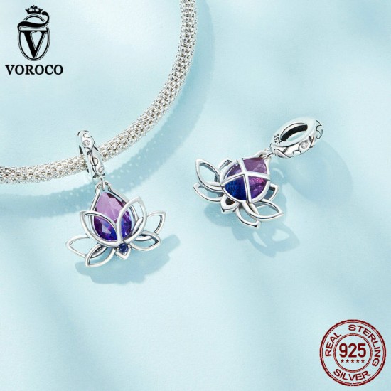 Women Fashion 925 Sterling Silver Bead Charm Fit Bracelets Necklace Gifts Voroco