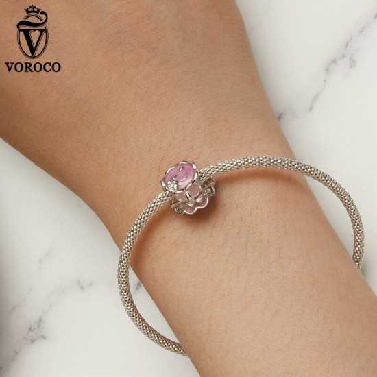 Women Fashion 925 Sterling Silver Bead Charm Fit Bracelets Necklace Gifts Voroco