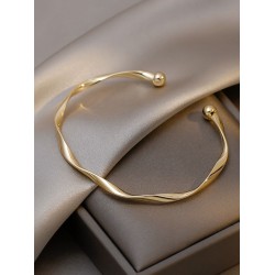 Twisted Wavy Cuff Bracelet Bangle Gold