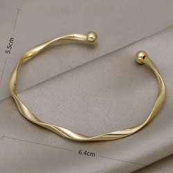 Twisted Wavy Cuff Bracelet Bangle Gold