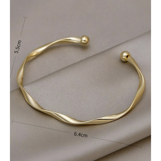 Twisted Wavy Cuff Bracelet Bangle Gold