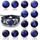 Luminous 12 Zodiac Constellation Sign Braided Leather Bracelet Women Men Jewelry