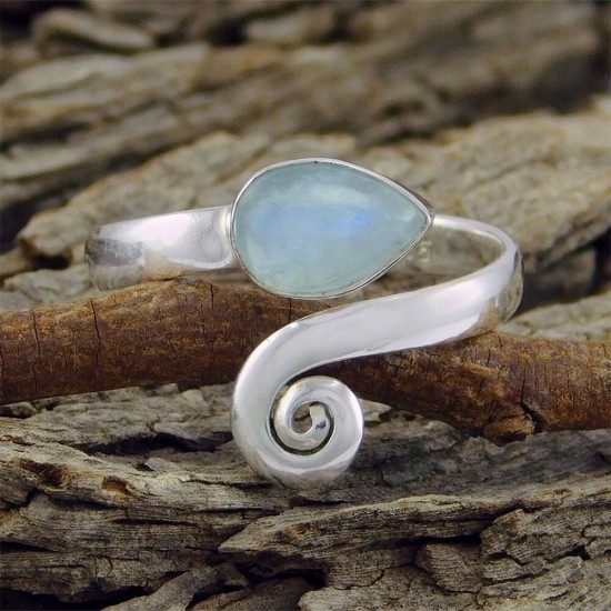 925 Sterling Silver Rainbow Moonstone Toe Ring Adjustable uktr-02