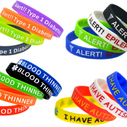 Silicone Bracelets Wrist Bands Medical Alert Health Survival Aware Adults Kids