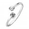 925 STERLING  SILVER PLATED ADJUSTABLE  TWIN CRYSTAL  FINGER  RING-NOT TOE RING