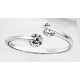 925 STERLING  SILVER PLATED ADJUSTABLE  TWIN CRYSTAL  FINGER  RING-NOT TOE RING