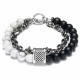 Natural Map Stone Men's Women Beaded Stainless Steel Bracelets Jewelry Tiger Eye