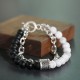 Natural Map Stone Men's Women Beaded Stainless Steel Bracelets Jewelry Tiger Eye