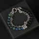 Natural Map Stone Men's Women Beaded Stainless Steel Bracelets Jewelry Tiger Eye