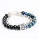 Natural Map Stone Men's Women Beaded Stainless Steel Bracelets Jewelry Tiger Eye
