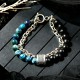 Natural Map Stone Men's Women Beaded Stainless Steel Bracelets Jewelry Tiger Eye