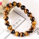 Natural Map Stone Men's Women Beaded Stainless Steel Bracelets Jewelry Tiger Eye