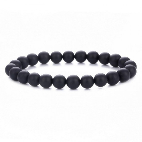 Natural Map Stone Men's Women Beaded Stainless Steel Bracelets Jewelry Tiger Eye