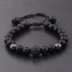 Natural Map Stone Men's Women Beaded Stainless Steel Bracelets Jewelry Tiger Eye