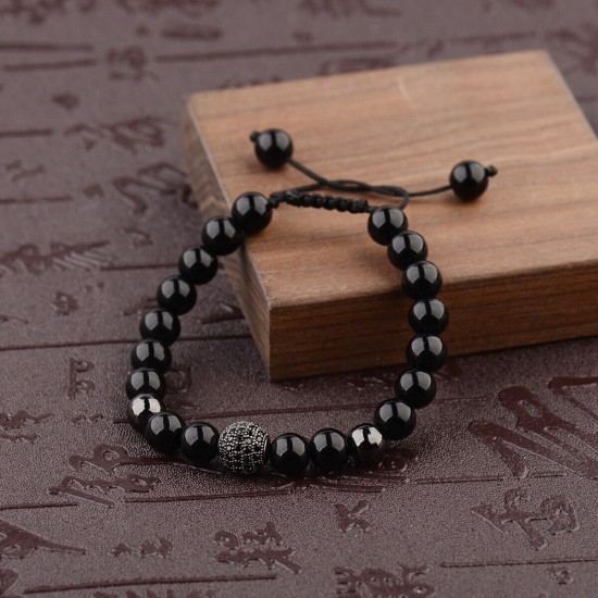 Natural Map Stone Men's Women Beaded Stainless Steel Bracelets Jewelry Tiger Eye