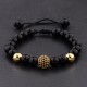 Natural Map Stone Men's Women Beaded Stainless Steel Bracelets Jewelry Tiger Eye