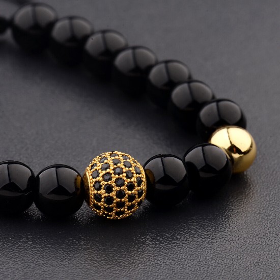 Natural Map Stone Men's Women Beaded Stainless Steel Bracelets Jewelry Tiger Eye