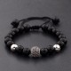 Natural Map Stone Men's Women Beaded Stainless Steel Bracelets Jewelry Tiger Eye